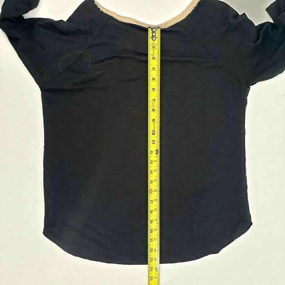 Anthropologie Dolan T-shirt Top Black Nude Lace Filigree 3/4 Sleeve - Picture 9 of 9